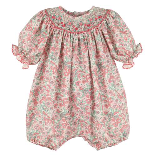 Luli & Me Baby Girls Blush Pink Floral Smocked Bubble – Best Dressed Child