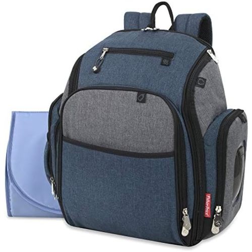 Fisher-Price Fastfinder 3 Piece Set Diaper Bag Backpack for Moms & Dads with Changing Pad and Wipes Pocket (Blue)