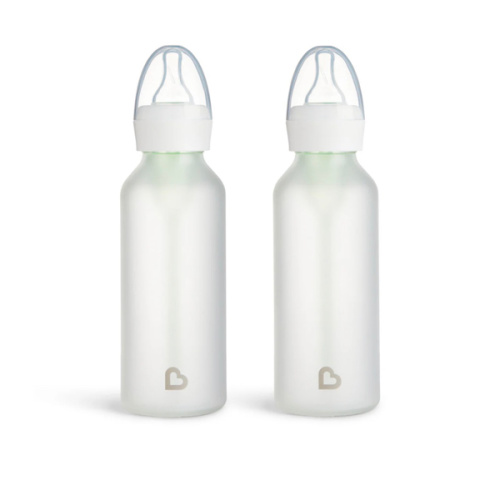Munchkin Bond® Silicone Glass Bottle, 2-Pack - White / 8 Ounce