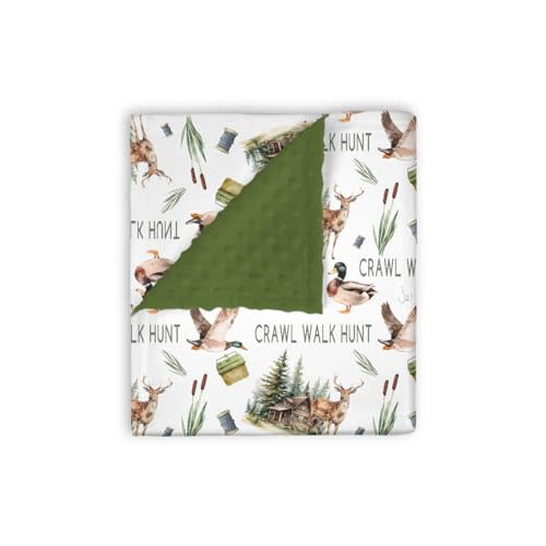 EyMzcod Mink Baby Boys Blanket Deer Mallard Duck Hunter, Crawl Walk Hunt Wild Animal Hunting Lake Soft Double Layer Dotted Backing Receiving Blankets, Newborn Infant Toddler Nursery Crib Bedding 30x40