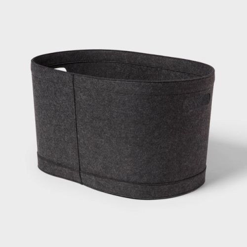 1.5bu Felt Laundry Basket Black - Brightroom™: Heavy Duty Clothes Basket, Polyester, 2 Handles, 3570 Volume