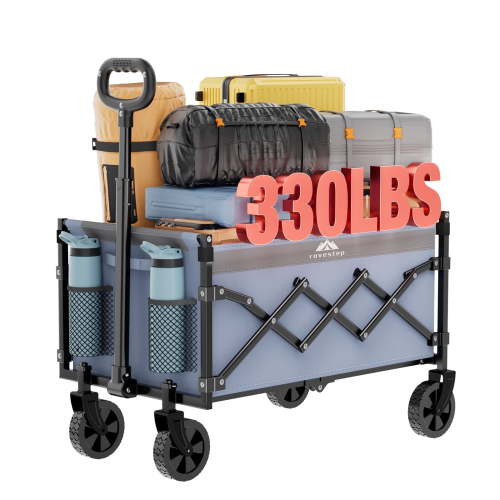 RoveStep Collapsible Wagon, 65L Capacity, 380 lb Capacity, Foldable(Blue)