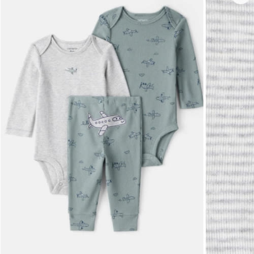 Baby Boy 3-Piece Airplane Print Long-Sleeve Bodysuit & Pant Set - Blue | Carter's
