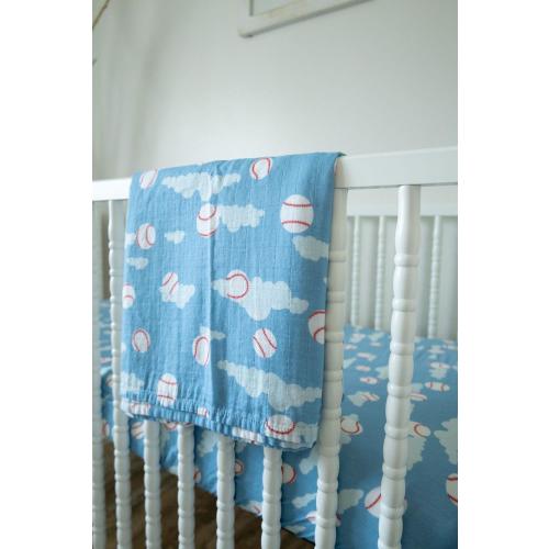 Baseball Crib Sheet/Swaddle Blanket | Muslin Cotton Baby Bedding | Sports Nursery Decor