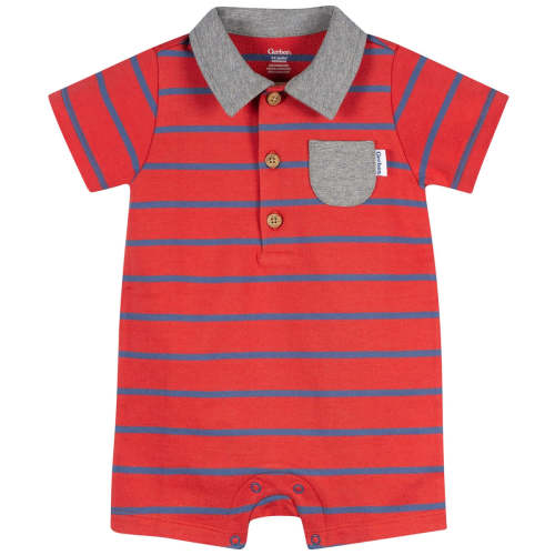 Baby Boys Red & Blue Collared Romper – Gerber Childrenswear