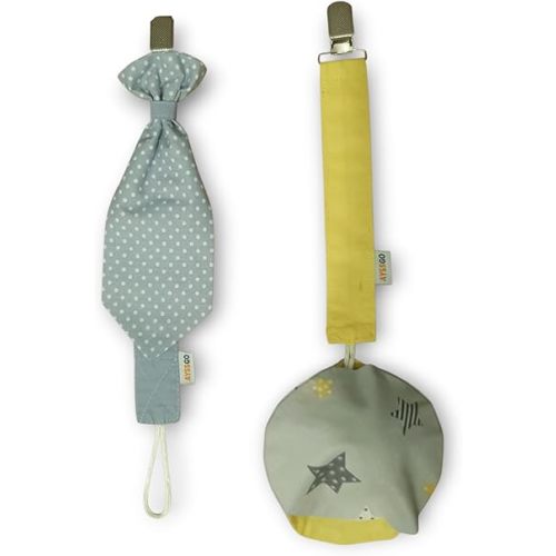 Baby Pacifier Clip, 2-Pack Cotton Pacifier Holder with Case, Handmade Binky Clip for Newborn Girls and Boys