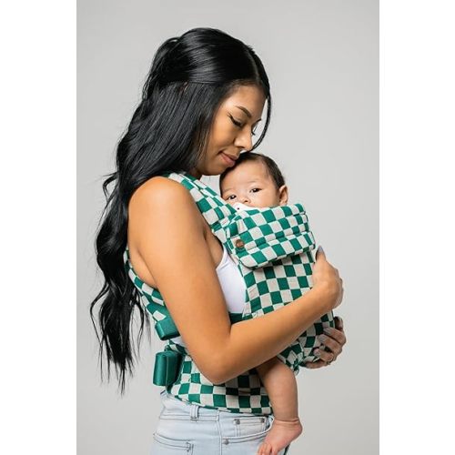 Mabē Monarch Ergonomic Baby Carrier – Premium Cotton Soft Structured Newborn to Toddler Carrier with Hip-Healthy Design, 3 Carry Positions (7-35lbs), Lightweight & Breathable (Evergreen Check)