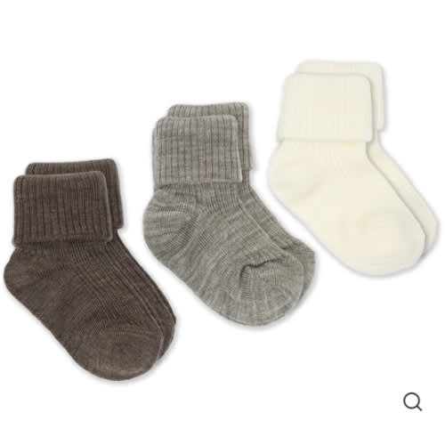 Wool Socks, Baby and Toddler, Brown-Gray & White