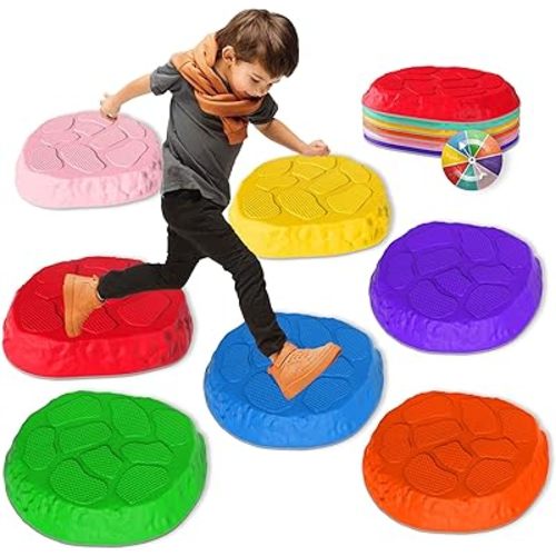 Stepping Stones for kids,8/12 PCS Durable Non-Slip Balance Stones Indoor Outdoor toys for toddlers develope Kids Balance and Coordination Skills