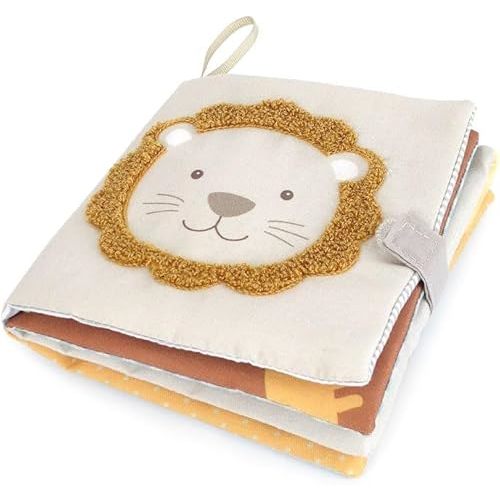 MON AMI Safari & Friends Soft Baby Book – 6" Sensory Crinkle Cloth Book for Babies & Toddlers with 3D Bunny Ears, Velcro Closure, Interactive Learning Toy, Newborn Shower Gift, Travel-Friendly