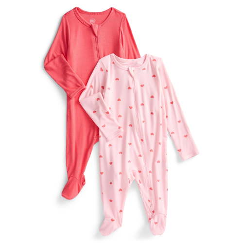 Wonder So Soft Modal by Wonder Nation Gender Neutral Two-Way Zipper Footed Sleep N Play Pajamas, 2-Pack, Sizes Preemie–6/9 Months