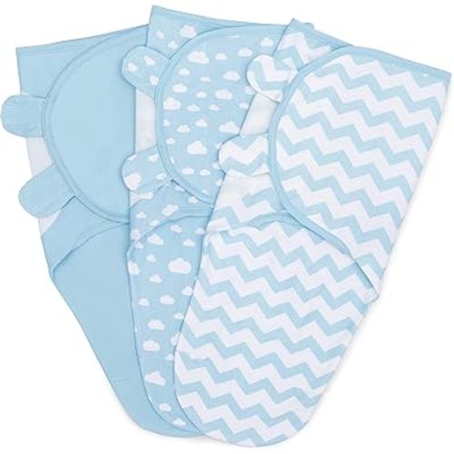 Comfy Cubs Swaddle Blanket Baby Girl Boy Easy Adjustable 3 Pack Infant Sleep Sack Wrap Newborn Babies (Small 0-3 Months, Blue)