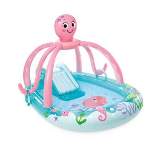INTEX Friendly Octopus Inflatable Kiddie Pool, Play Center, Slide, & Splash Pad