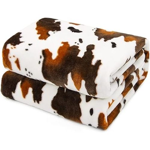 Brown Cow Print Blanket Lightweight All-Season Fleece Flannel Blankets and Throws Fuzzy Cow Print Throw Blanket Soft Cozy Warm Cute Baby Blanket for Toddler Girls Boys Bed Sofa Couch 40"x50"