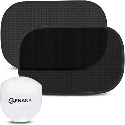 GENANY 2pcs Black Window Sun Shade for Sedan SUV Truck (21x14 Inches), Sun Shades for Side Window, Accessories for Kids, Baby Window Shades, Summer Car Decor