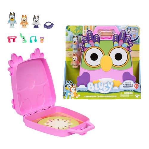 Chattermax Figure Case, Includes Bluey, Bingo, Muffin and Chattermax, Toys for Kids 3-6 Years