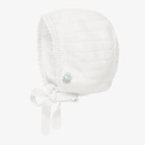 Artesanía Granlei - White Knitted Baby Bonnet | Childrensalon