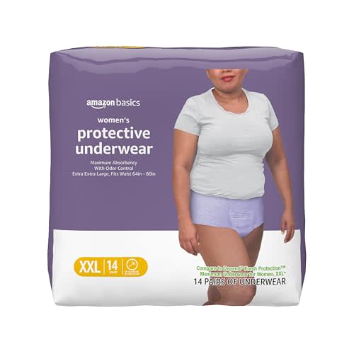 Amazon Basics Incontinence Underwear for Women, Protective, Disposable, Postpartum, Maximum Absorbency, XX-Large, Lavender, 14 Count