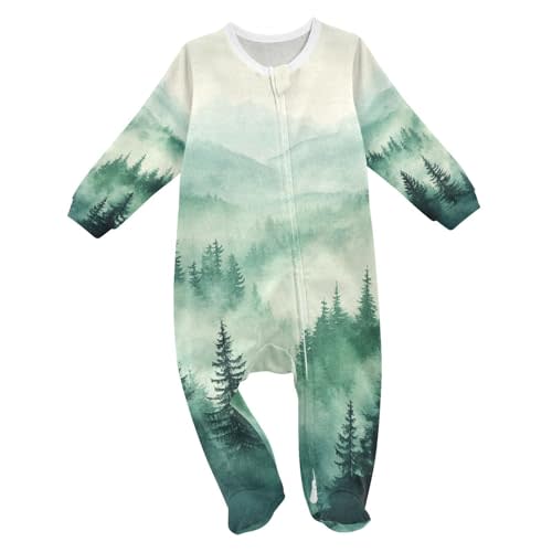 foixnub Baby One-Piece Footies Painting Of The Misty Mountains Sleeper Pjs Footed Bodysuit Rompers Zipper for Boys Girls 3M