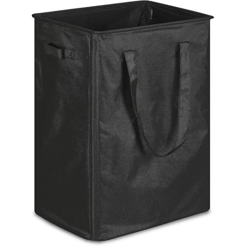 efluky Slim Laundry Basket, Narrow Laundry Hamper with Handles, Collapsible Dirty Clothes Hamper, Tall Laundry Bin for Laundry Room, Dorm and Bedroom, 90L Black