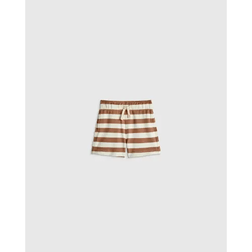 Organic Cotton French Terry Short - Baby in Brown Stripe, Size 3 6M