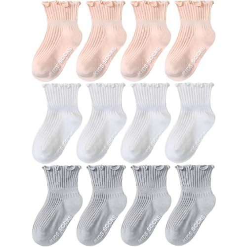 Aroveea Toddler Socks Non Slip Grip Ankle Baby 12 Pack for Kids Boys Girls