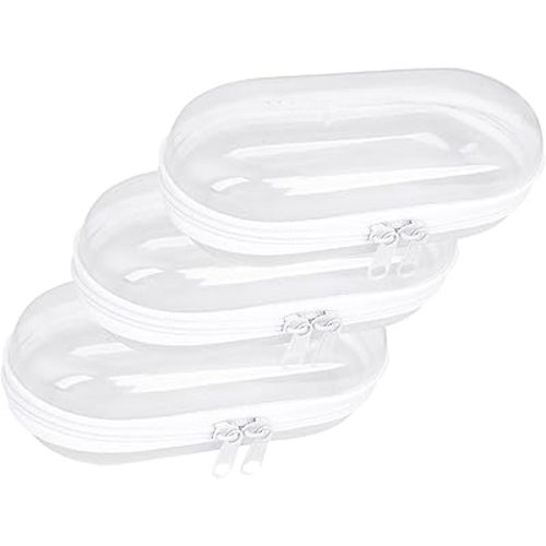 Clear Hard Shell Zipper Case,3PCS Transparent Clear Zipper Pouches,Hard Side Plastic Case Set,Portable Travel Storage Organizer Bins