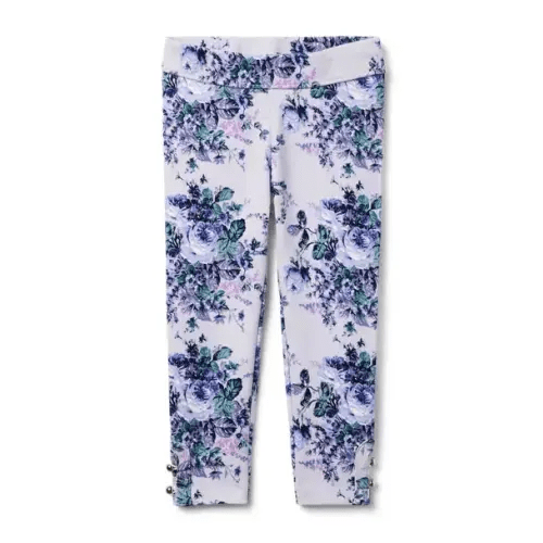 Girl Lilac Floral Floral Button Cuff Ponte Pant by Janie and Jack