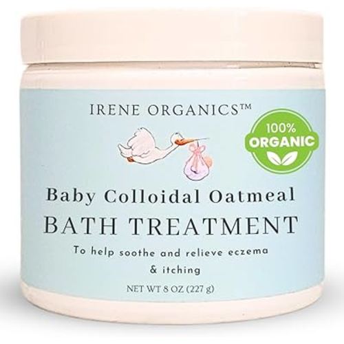 Oatmeal Baby Bath Powder for Eczema by Irene Organics - Colloidal Oatmeal for Soothing Treatment of Eczema, Diaper Rash, Dry Skin, Itching and Irritation - Moisturize and Sooth Baby and Toddler Skin