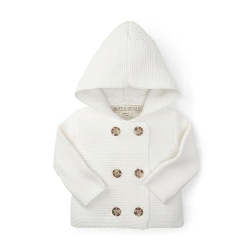 Hope & Henry Layette Baby Long Sleeve Button Front Hooded Sweater, 3-6 M