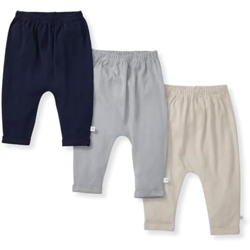 Burt's Bees Baby Unisex Knit Jogger Pants, 3-Pack Baby Sweatpants, 100% Organic Cotton Infant Bottoms