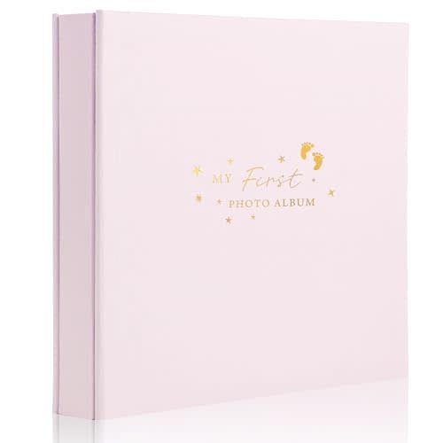 Holoary Baby Photo Album 4x6 500 Photos, 500 Pockets 4x6 Picture Album, Linen Fabric Cover Picture Book for Photos, Baby Photo Albums Hot Stamping Cover(Pink)