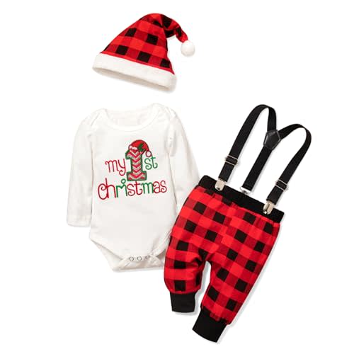 Abbence Baby Girl Boy Christmas Outfit My 1st Christmas 0-18 Months Infant Clothes 4 Pcs Set