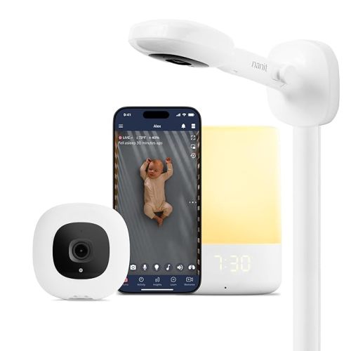 Nanit Nursery Bundle Smart Baby Monitor with Floor Stand – 1080p HD Wi-Fi Camera, Sensor-Free Breathing Monitoring, Sleep Tracking, Two-Way Audio, Night Vision, Motion & Cry Notifications, White