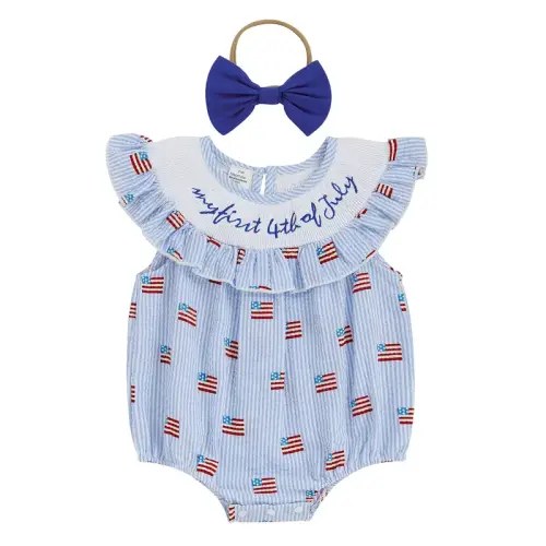 Infant Baby Girls 4th of July Romper Summer Casual Flag Stripe | Holiday Sales TikTok Shop