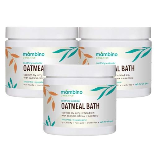 Organic Colloidal Oatmeal Bath Soak – 6oz 3-Pack of Oatmeal Powder for Dry, Irritated, Itchy Skin Relief – Cruelty-Free & Organic Bath Products for Adults Bath, Baby & Kids Bath by Mambino Organics