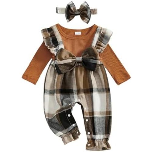 YINGISFITM Newborn Baby Girl Clothes Long Sleeve Romper One Piece Jumpsuit Fall Winter Infant Outfits 0 3 6 9 12 18 Months