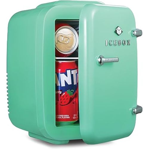 IBMF4MNT Fridge for Bedroom, Skincare, Portable Cooler & Warmer for Makeup, for Office & Home Refrigerator, Mini (4 L / 6-Can), Mint Green
