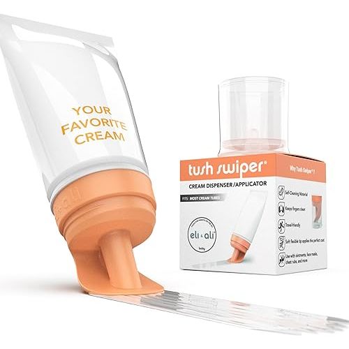 Eli & Ali Tush Swiper - Diaper Rash Cream & Butt Paste Applicator - Universal Fit for Most Diaper Creams | Mess-Free & Hygienic Alternative to Cream Spatula - Carry Less Baby Gear - Orange, 1 Pack