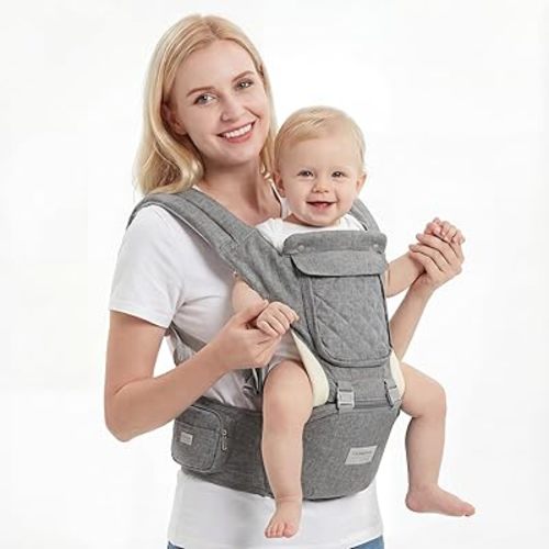 Baby Carrier, 6-in-1 Newborn to Toddler, Carrier with Hip Seat Lumbar Support 7-41 lbs, Adjustable Baby Holder Carrier for All Seasons & Positions