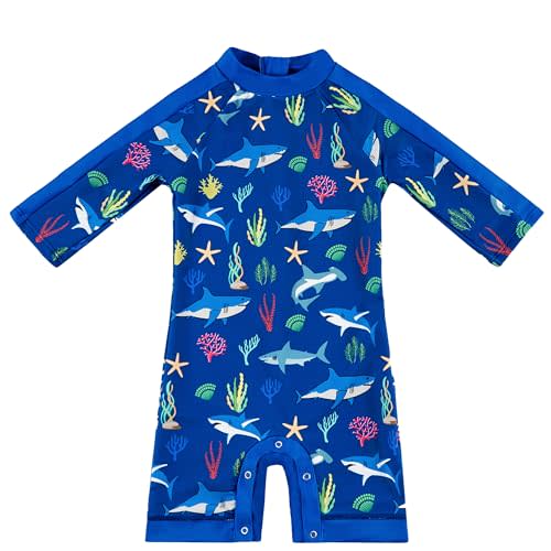 upandfast Baby Boys/Girls Zipper Swimwear with Snap Bottom UPF 50+ Sun Protection Toddler One Piece Swimsuit