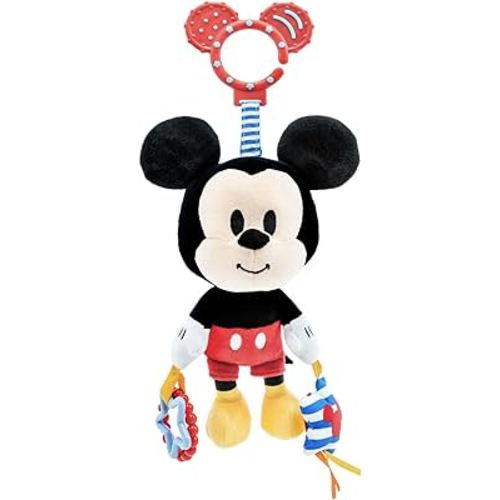 Disney Baby Mickey Mouse On The Go Activity Toy with Teething Rings, Crinkle Sounds, Mirror, and Rattle for Babies and Infants