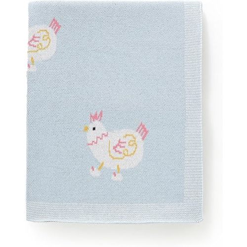 mimixiong Baby Blanket Knit Receiving Boys Girls Blanket Soft Cotton Neutral Blanke for Swaddle Crib Stroller with Cute Sheep (Chicken-Blue, 30x40 Inch (Pack of 1))