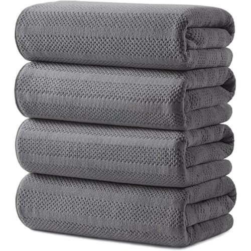 ecolook Microfiber Bath Towels Set of 4, 31 x 63 Inch Extra Large Bath Towel Set, Super Soft & Highly Absorbent, Quick Dry Lightweight Towels for Bathroom, Gym, Spa, Pool & Travel, Gray