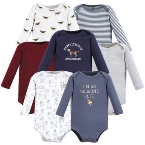 Hudson Baby Cotton Long-Sleeve Bodysuits, 7-Pack, Newborn-24 Months