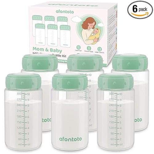 6PCS Breastmilk Storage Bottle, BPA Free Wide-Neck Spectra Bottles for Pumping, Storage Collection Baby Bottles for Fridge & Momcozy Breast Milk Cooler, Breastfeeding Bottle, 10 oz
