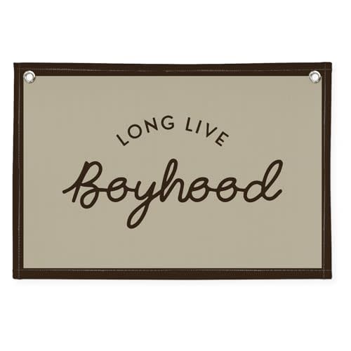 XYDEG Vintage Boys Room Decor Long Live Boyhood Linen Banner,Nursery Playroom Wall Decor Hanging Flag Banner, Kids Bedroom Living Room Dorm Toddler Decorations Trendy Room 30x20 boyroom