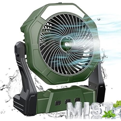 Ausic Portable Misting Fan, Outdoor Fans for Patios with Water Mist, 20000mAh Rechargeable Battery Personal Cooling Fan with Mister, 8-Inch, 250mL Water Tank & LED Lantern, for Home, Outside, Camping