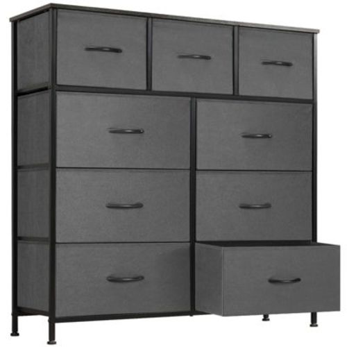 Bestier Dresser for Bedroom with 9 Drawers, Dresser for Closet, Living Room, Nursery, Chest of Drawers with Sturdy Steel Frame, Wood Top
