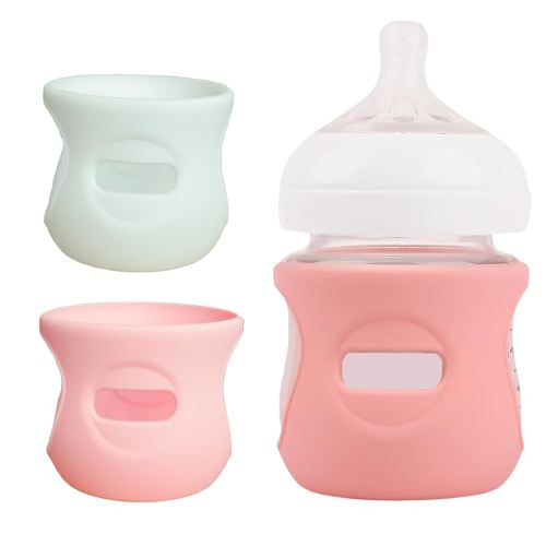 2 Pack Silicone Sleeves Compatible with Philips Avent Glass Baby Bottles 4 oz, to Prevent The Baby Bottles from Breaking, BPA-Free (White+Pink)